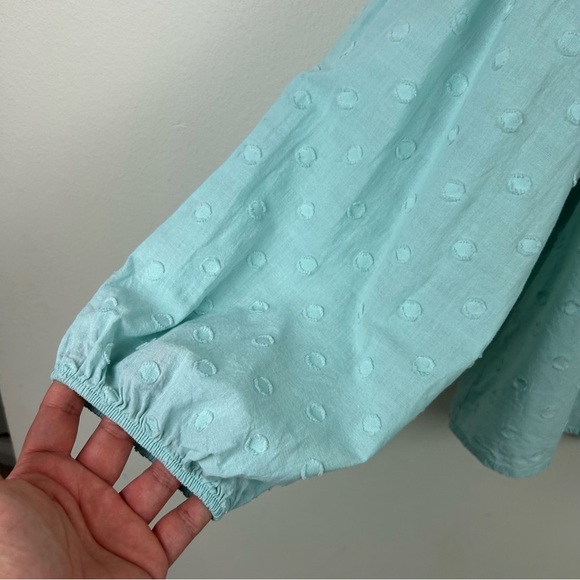 Torrid Clip Dot Mixed Eyelet Yoke Detail Top in Canal Blue  size: 3X - Picture 8 of 11